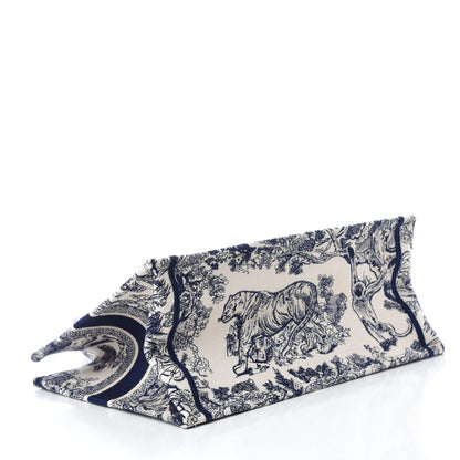 Christian Dior Canvas Embroidered Medium Dioriviera Toile De Jouy Book Tote Blue 4 of 10