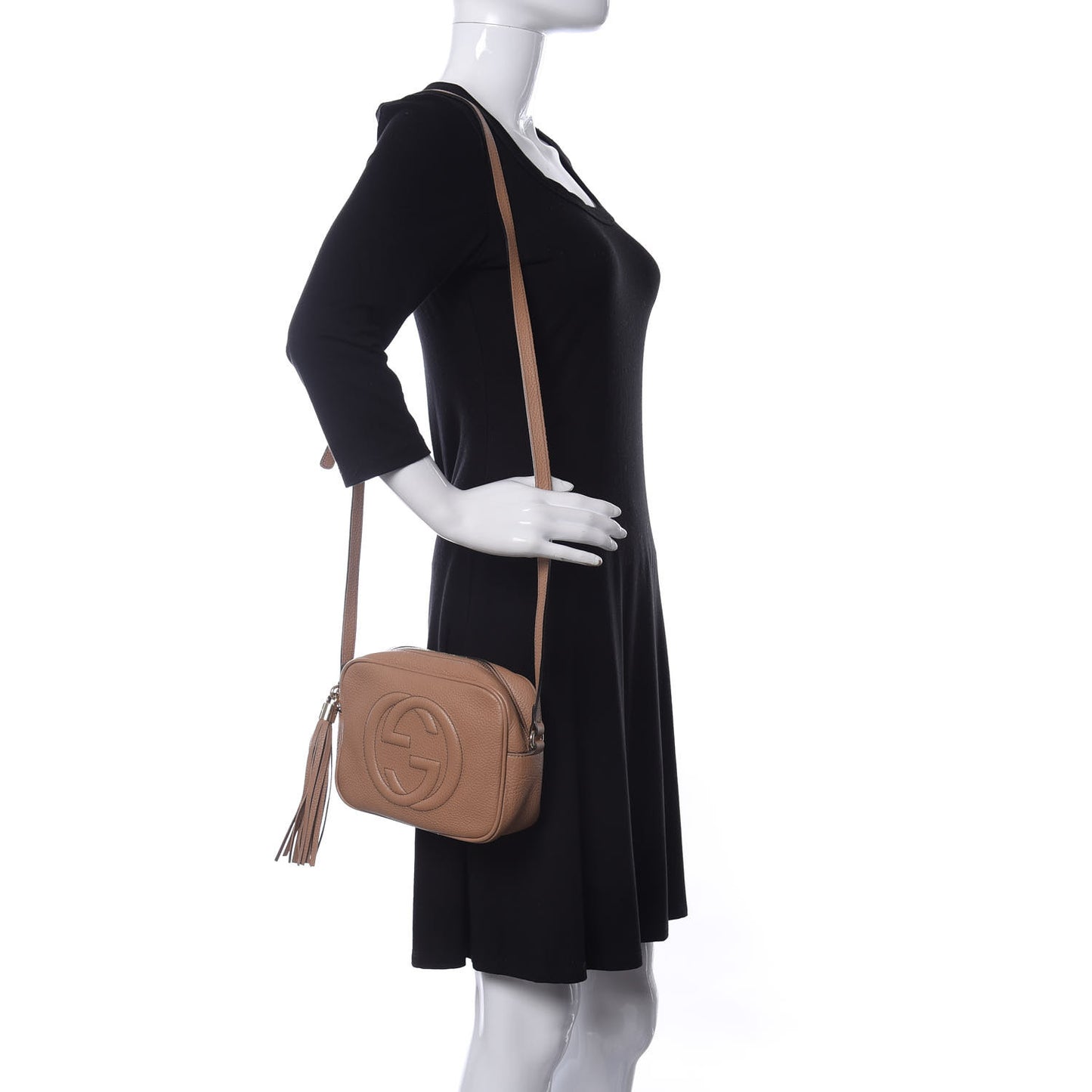 Pebbled Calfskin Small Soho Disco Bag Rose Beige