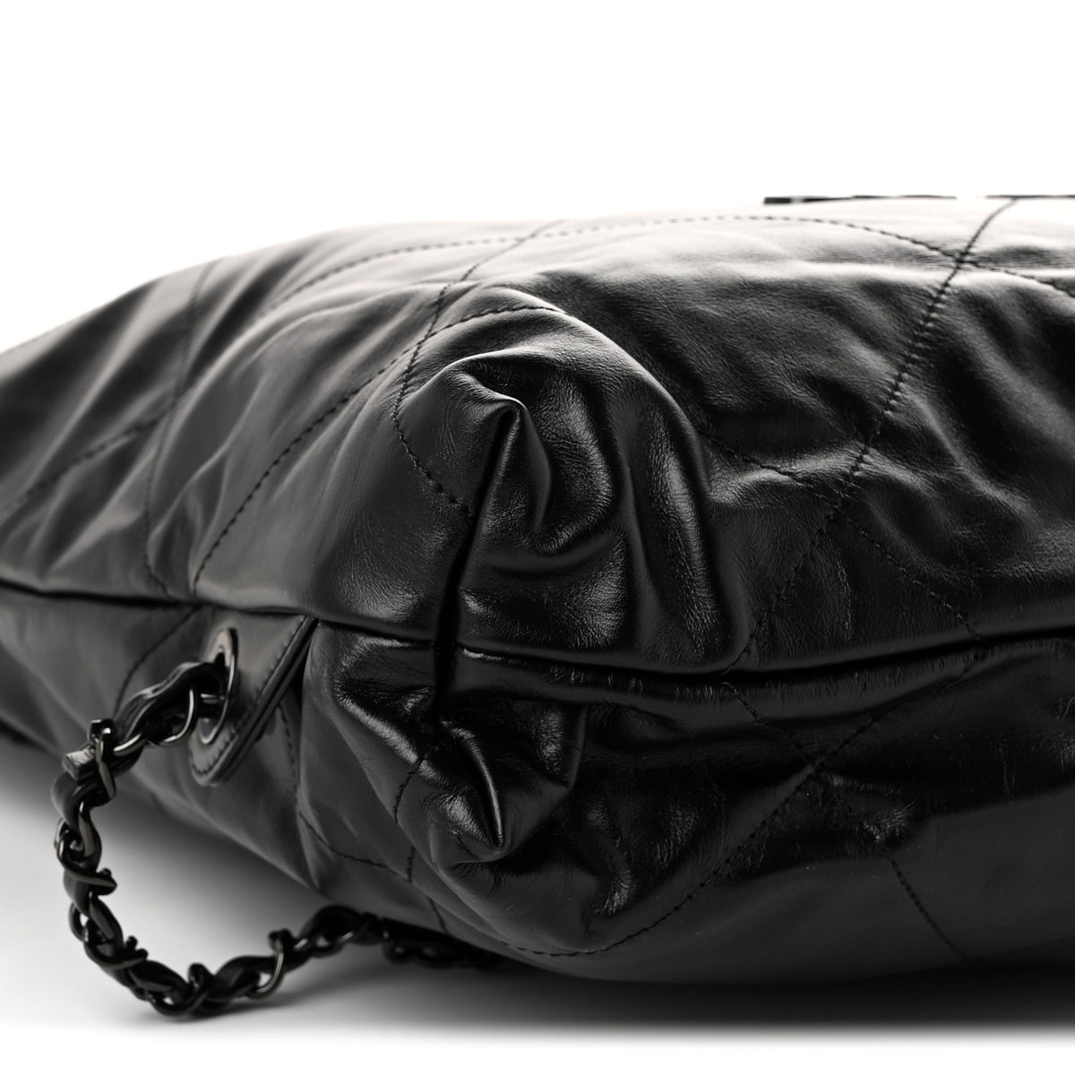 Shiny Calfskin Quilted Chanel 22 Backpack So Black