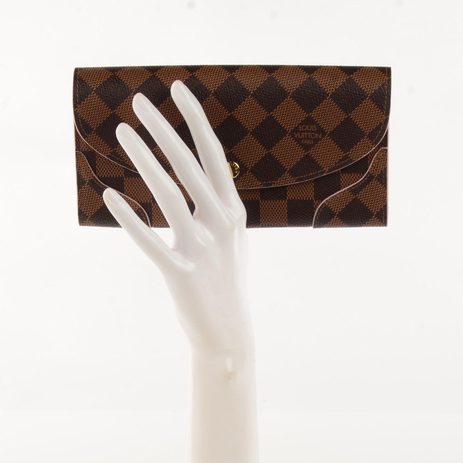 Louis Vuitton Damier Ebene Caissa Wallet Rose Ballerine 2 of 7