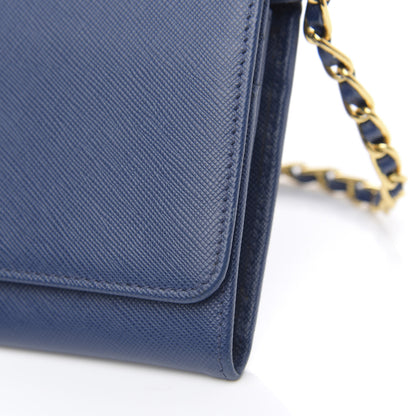 Prada Saffiano Metal Oro Chain Wallet Bleuette 9 of 10