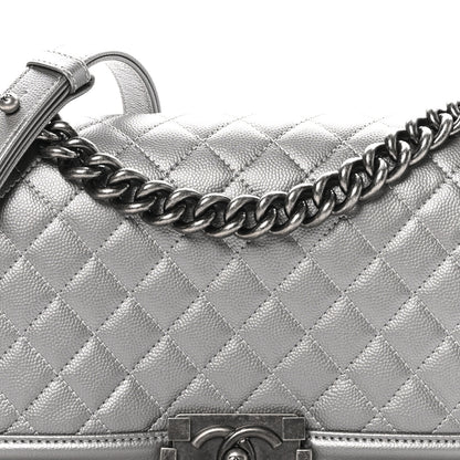 Chanel Metallic Caviar Quilted Medium Boy Flap Silver 8 of 11