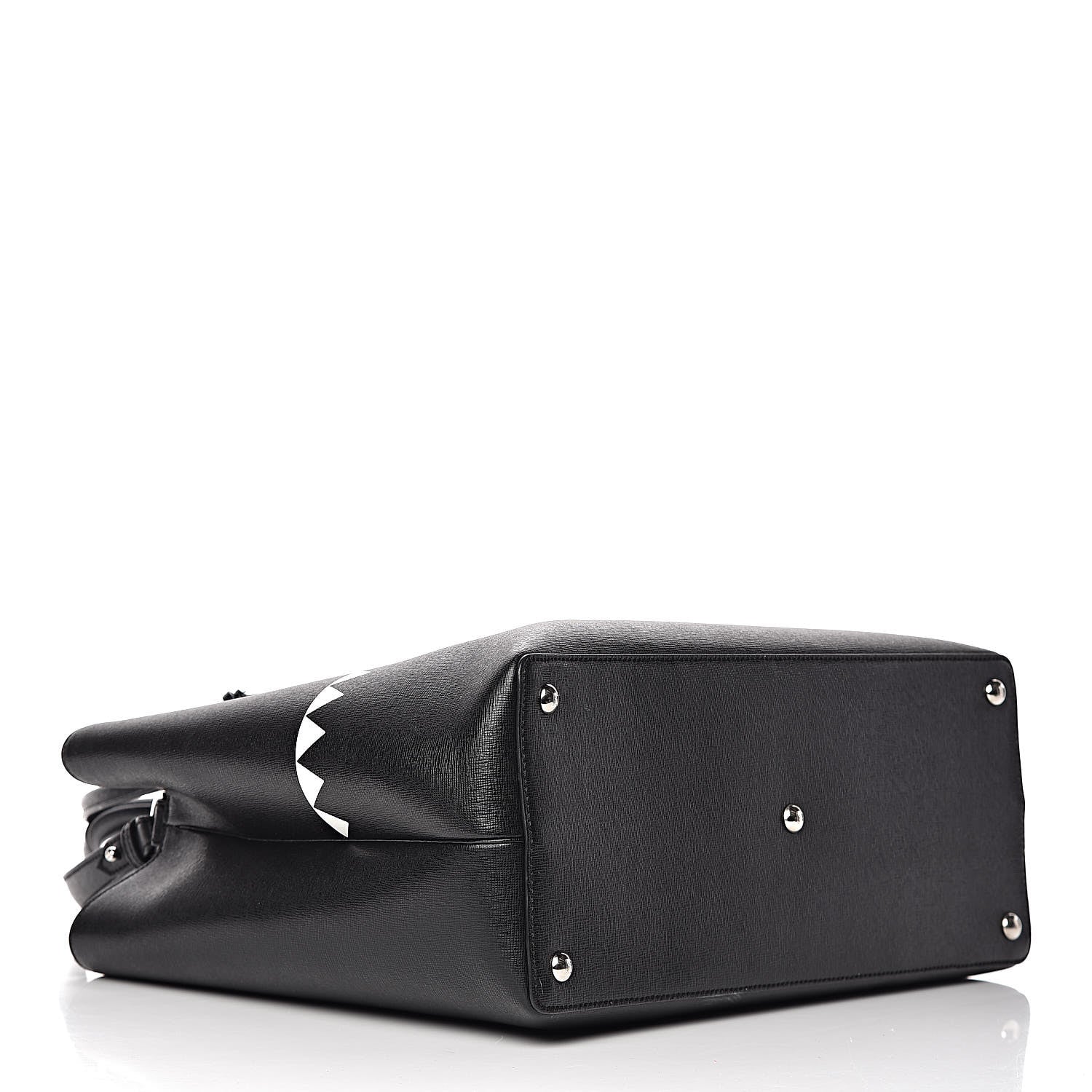 Fendi Vitello Elite Studded Monster Medium 2Jours Tote Black 4 of 13
