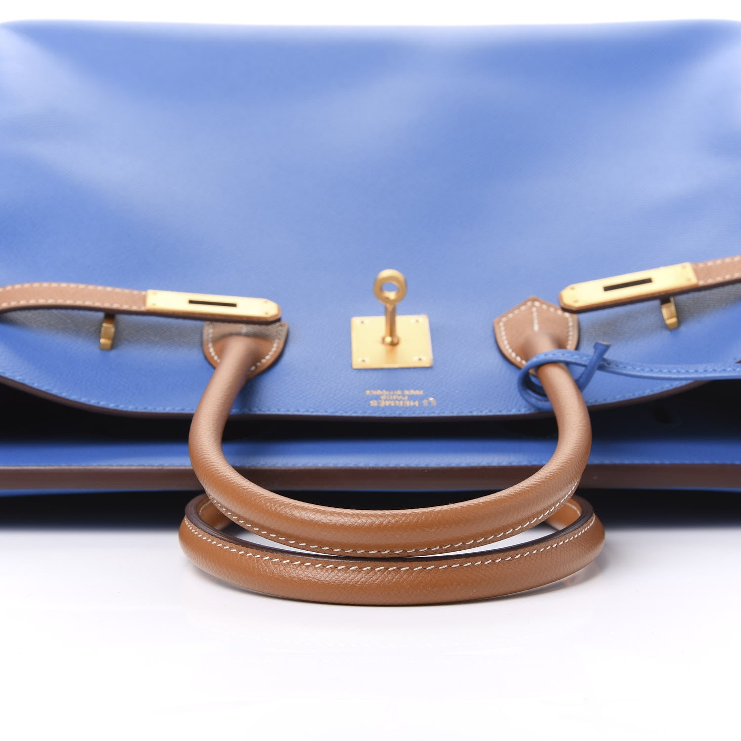 Hermes Epsom Horseshoe Birkin 35 Bleu Izmir Gold 11 of 31
