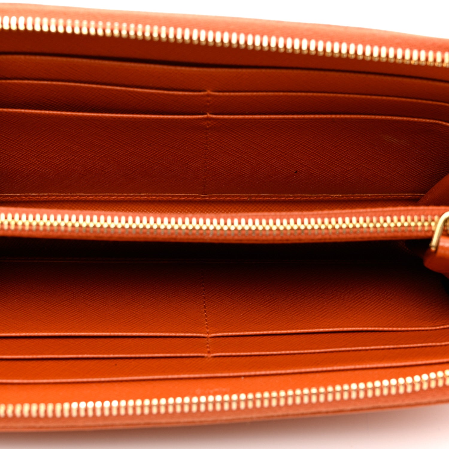 Prada Saffiano Metal Zip Around Wallet Rame 5 of 10