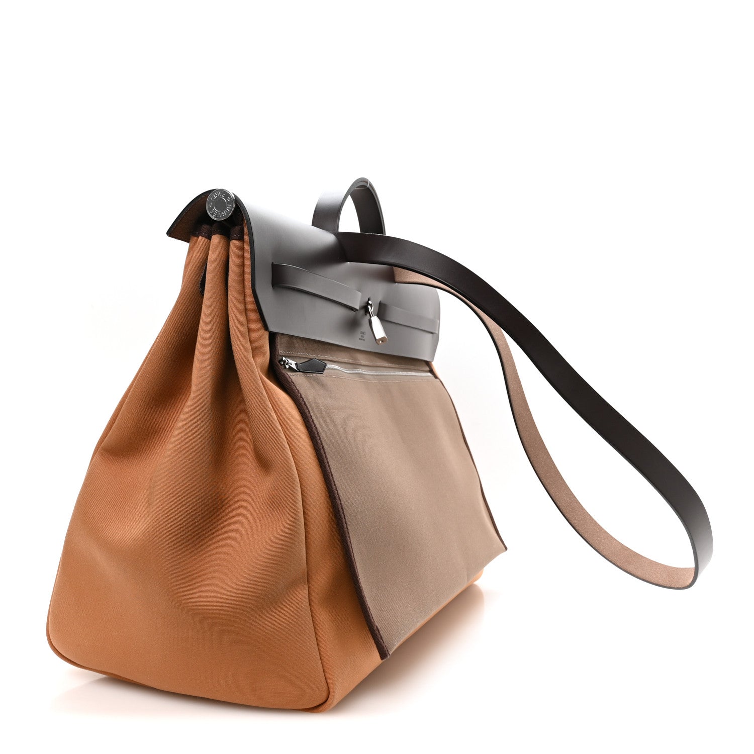 Hermes Military Toile Vache Hunter Herbag Cabine Zip 50 Dune Etoupe Ebene 3 of 10