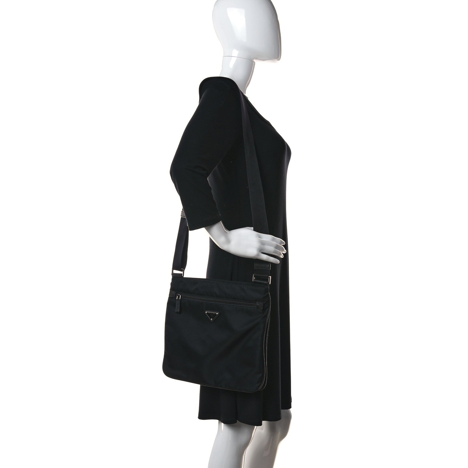 Prada Nylon Vela Flat Messenger Bag Black 2 of 12