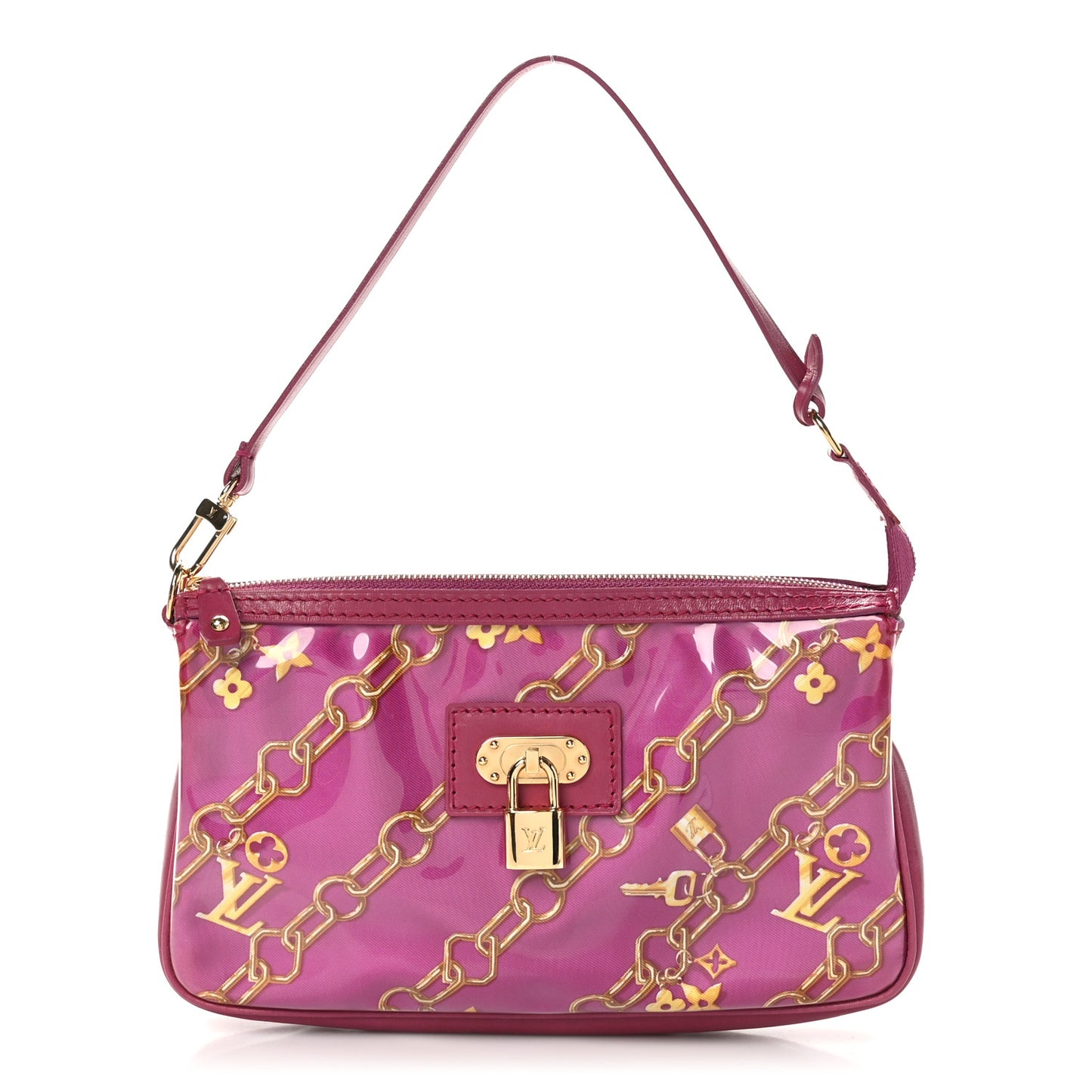 Monogram Charms Pochette Accessories Bag Fuchsia