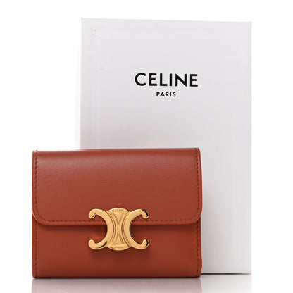 Celine Calfskin Compact Triomphe Wallet With Coin Purse Tan 8 of 8