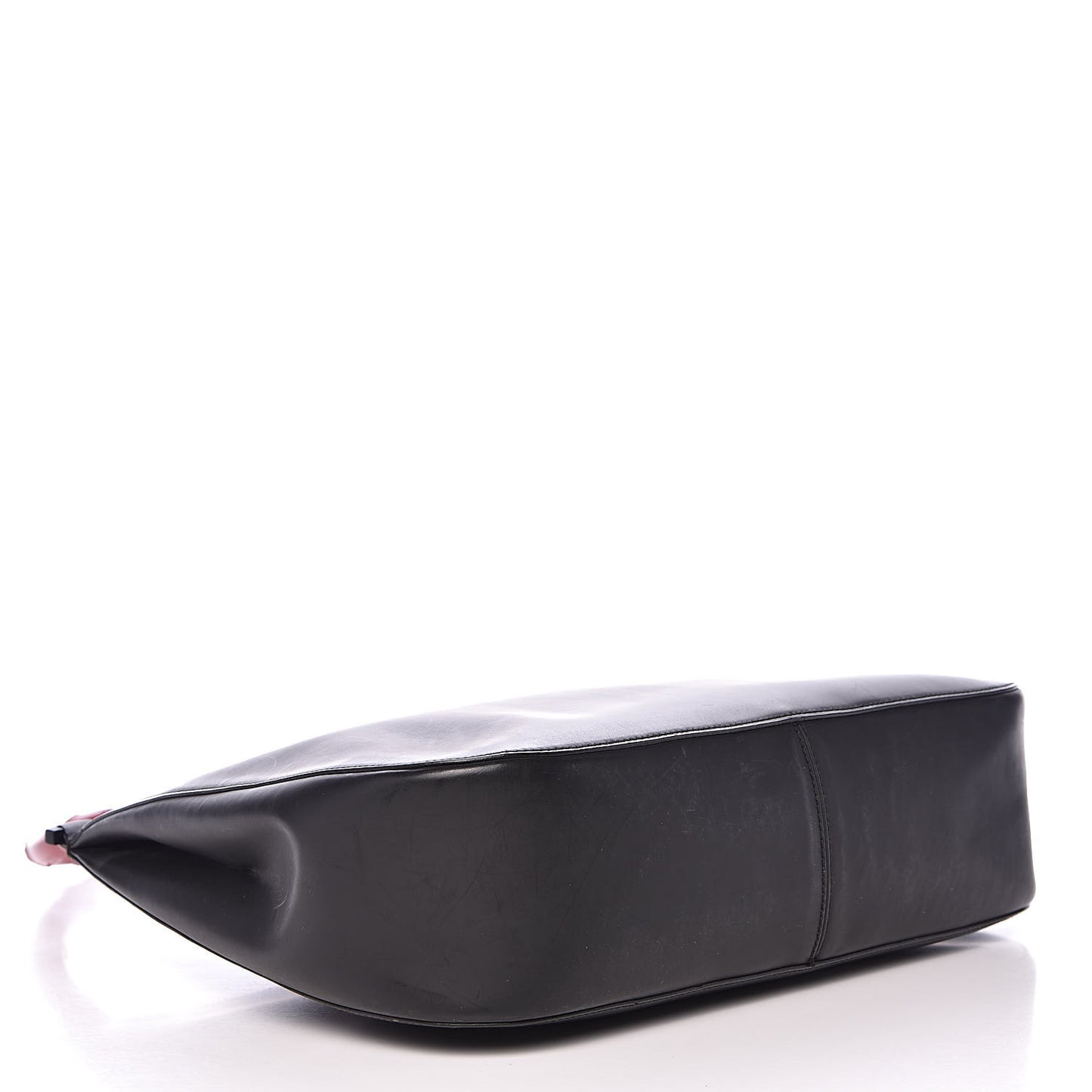 Smooth Calfskin Bamboo Handle Shoulder Bag Black