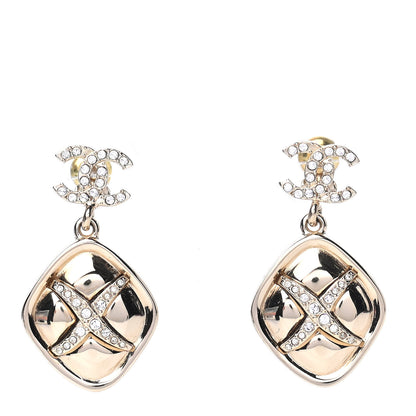 Chanel Crystal CC Drop Earrings Gold 1 of 4