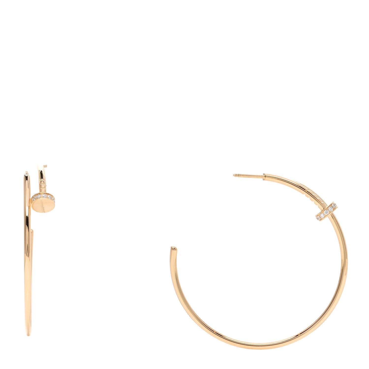 Cartier 18K Yellow Gold Diamond Juste Un Clou Hoop Earrings 1 of 4
