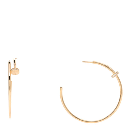 Cartier 18K Yellow Gold Diamond Juste Un Clou Hoop Earrings 1 of 4