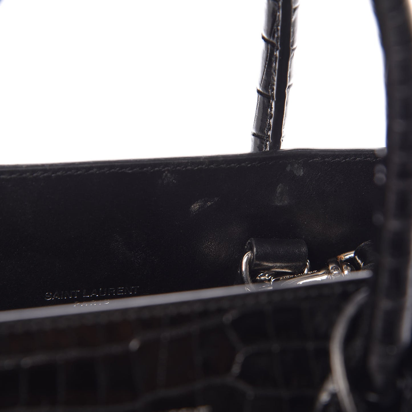 Calfskin Crocodile Embossed Baby Sac De Jour Black