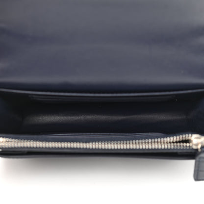 Saint Laurent Calfskin Crocodile Embossed Monogram Sunset Chain Wallet Navy 5 of 10