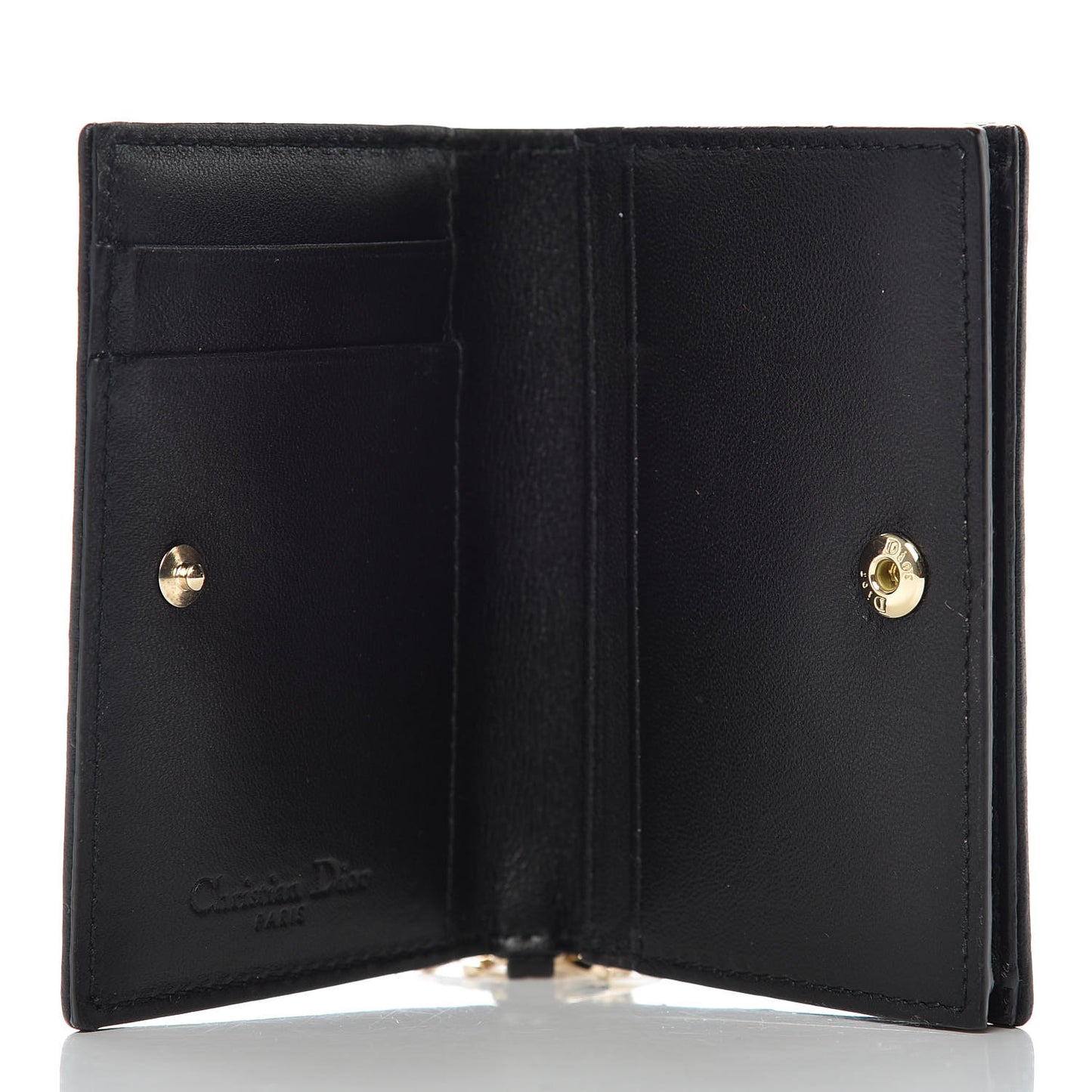 Lambskin Cannage Small Lady Dior Flap Card Holder Black