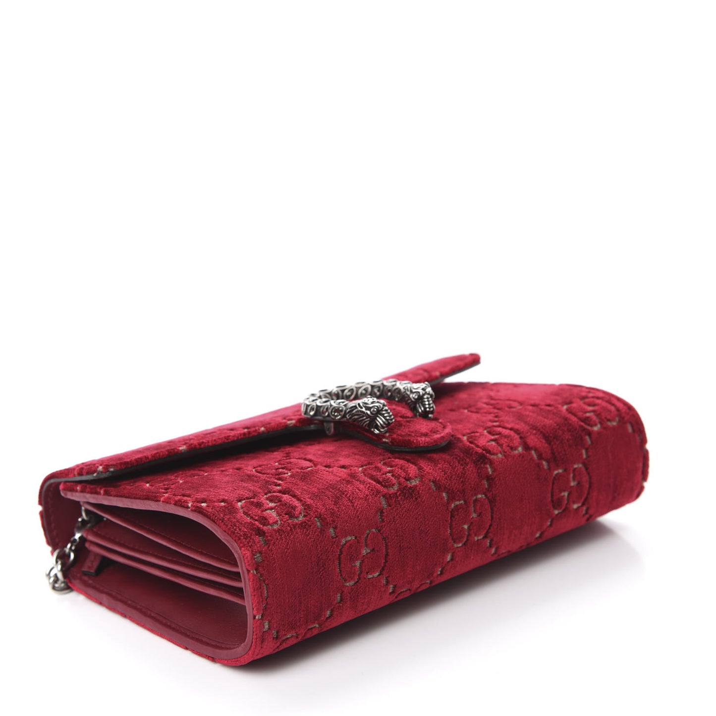 Velvet GG Monogram Mini Dionysus Chain Wallet Red Cipria