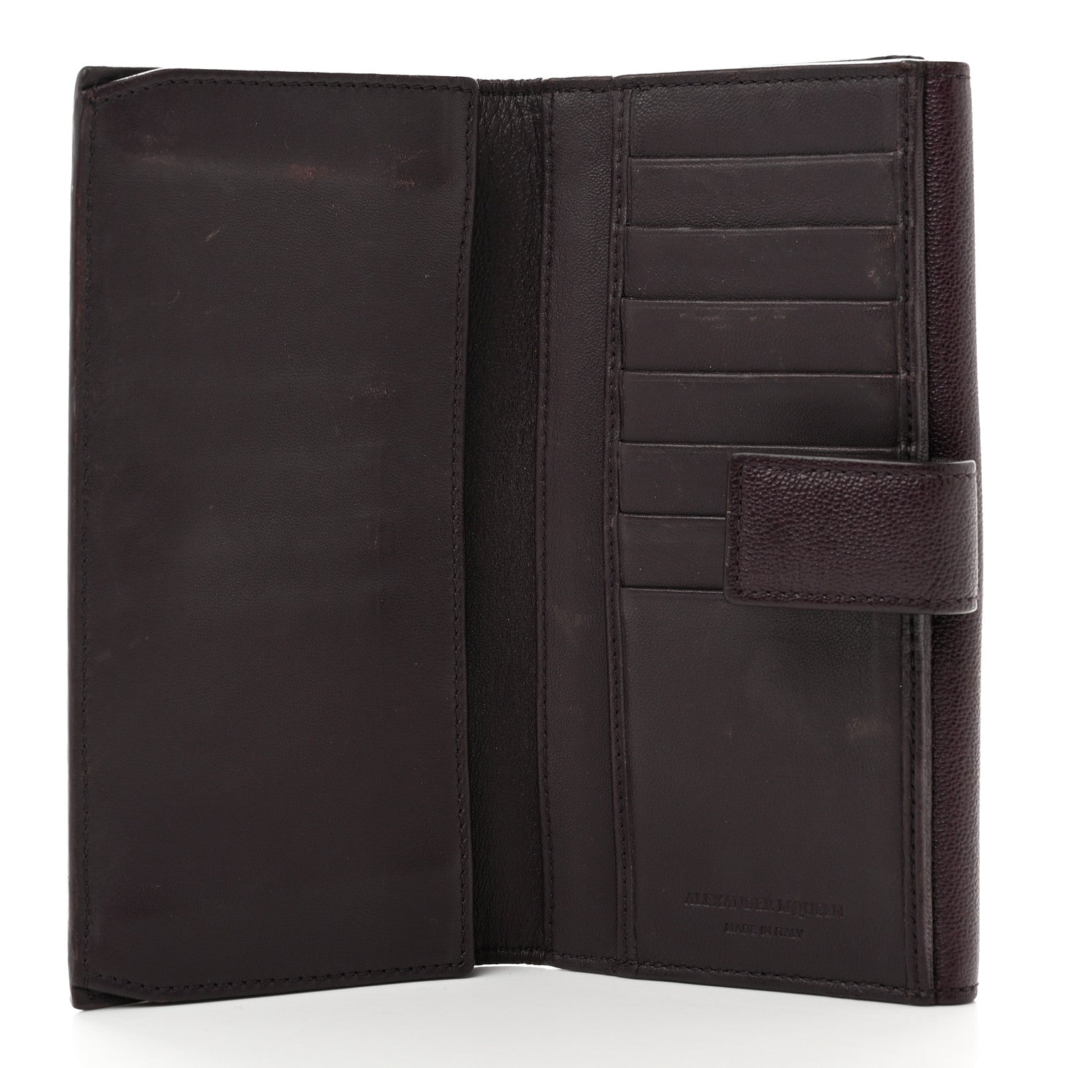Alexander McQueen Pebbled Calfskin Skull Continental Wallet Burgundy 6 of 9