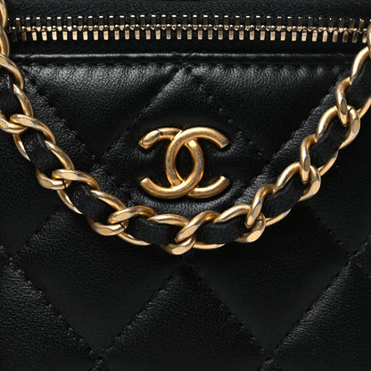 Chanel Lambskin Quilted Mini Pearl Crush Vanity Case With Chain Black 8 of 10