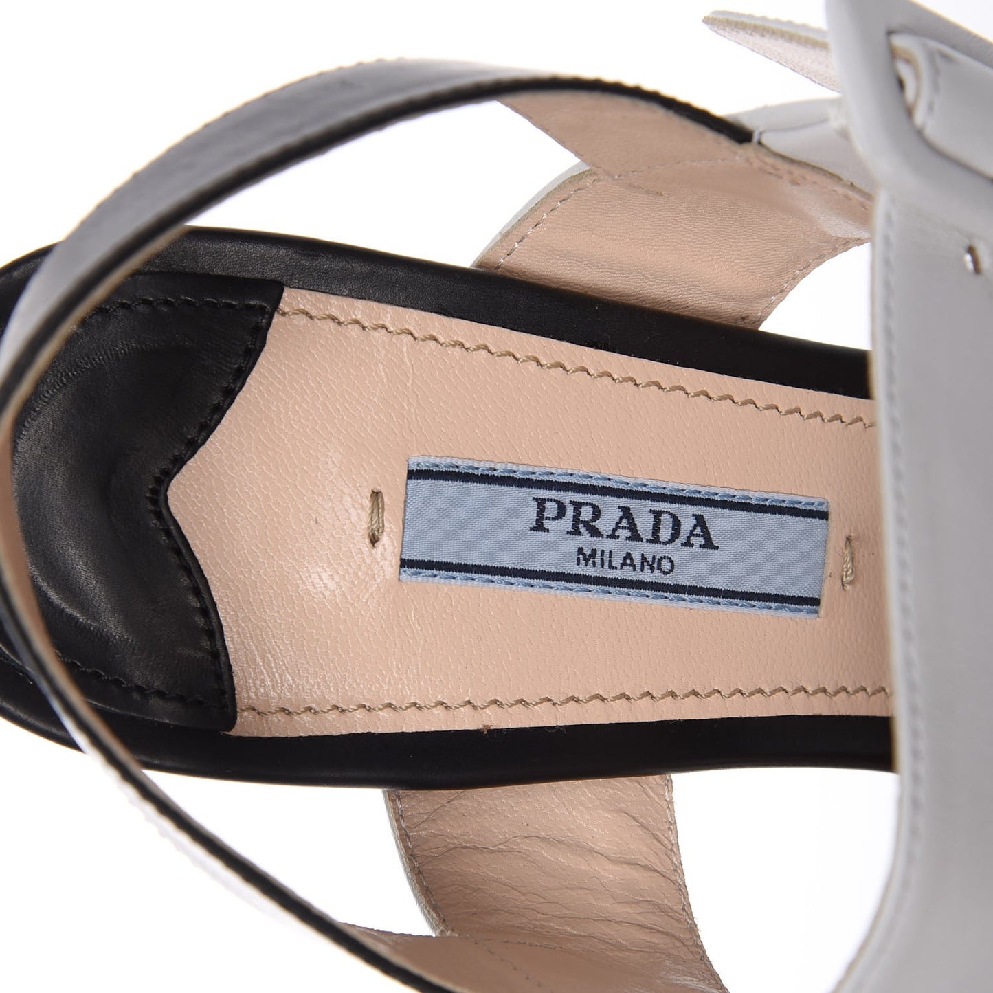 Vitello Lux Bicolor Block Heel Sandals 38.5 Black White