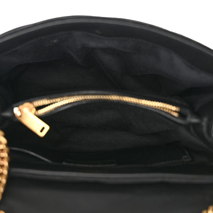 Saint Laurent Suede Calfskin Y Quilted Monogram Small Loulou Chain Satchel Black 5 of 13