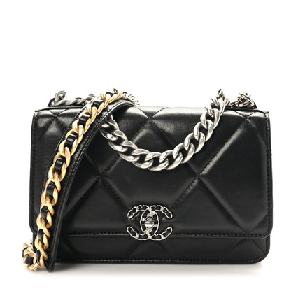 Chanel Lambskin Quilted Chanel 19 Wallet On Chain WOC Black 1 of 9