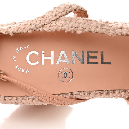 Chanel Tweed Cap Toe CC Slingback Pumps 39 Pink Black 7 of 10