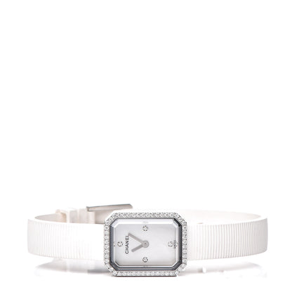 Chanel Stainless Steel Rubber Diamond Bezel Mother of Pearl 16mm Premiere Quartz Watch 3 of 7
