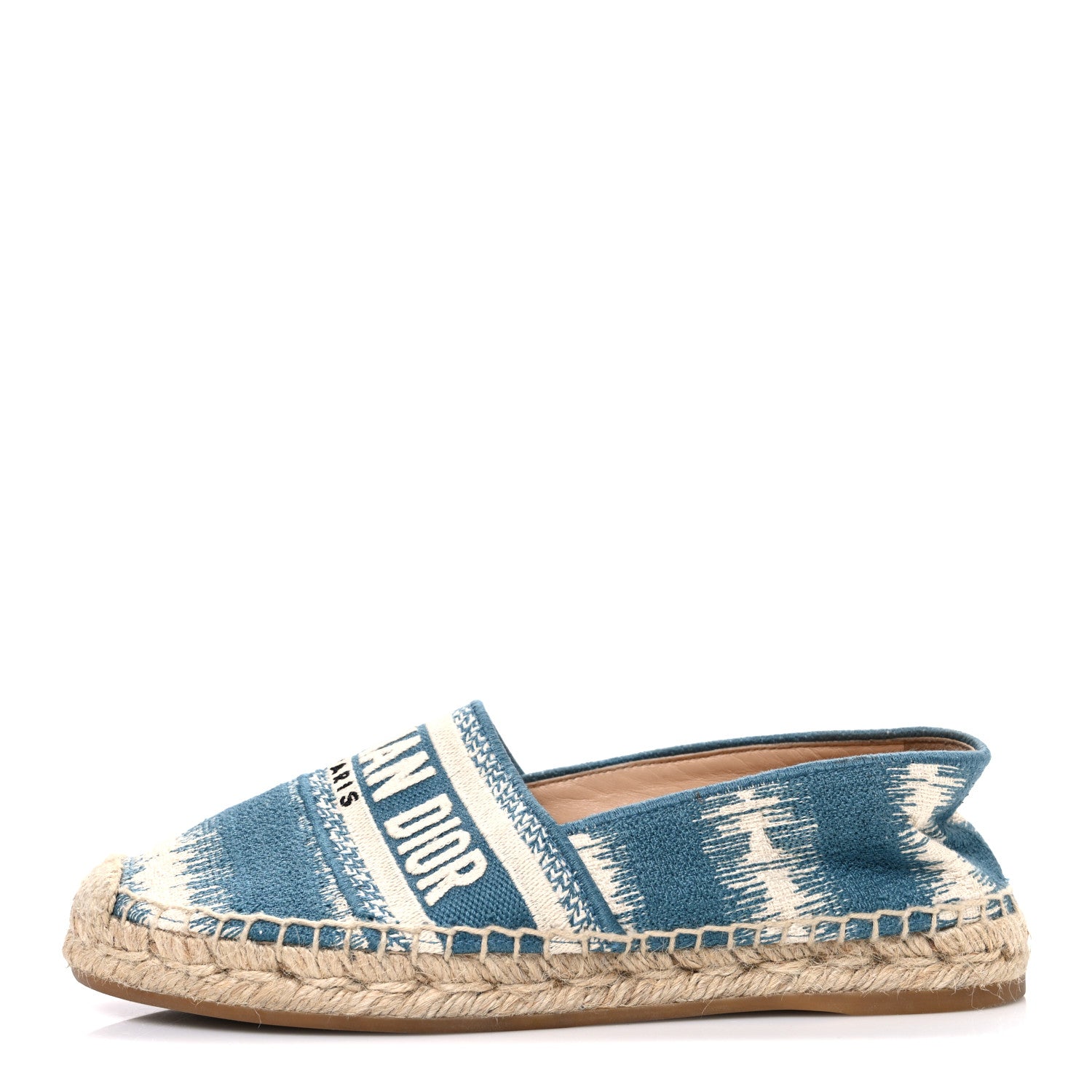 Christian Dior Cotton D-Stripes Embroidered Granville 15mm Espadrilles 35 Deep Ocean 1 of 10
