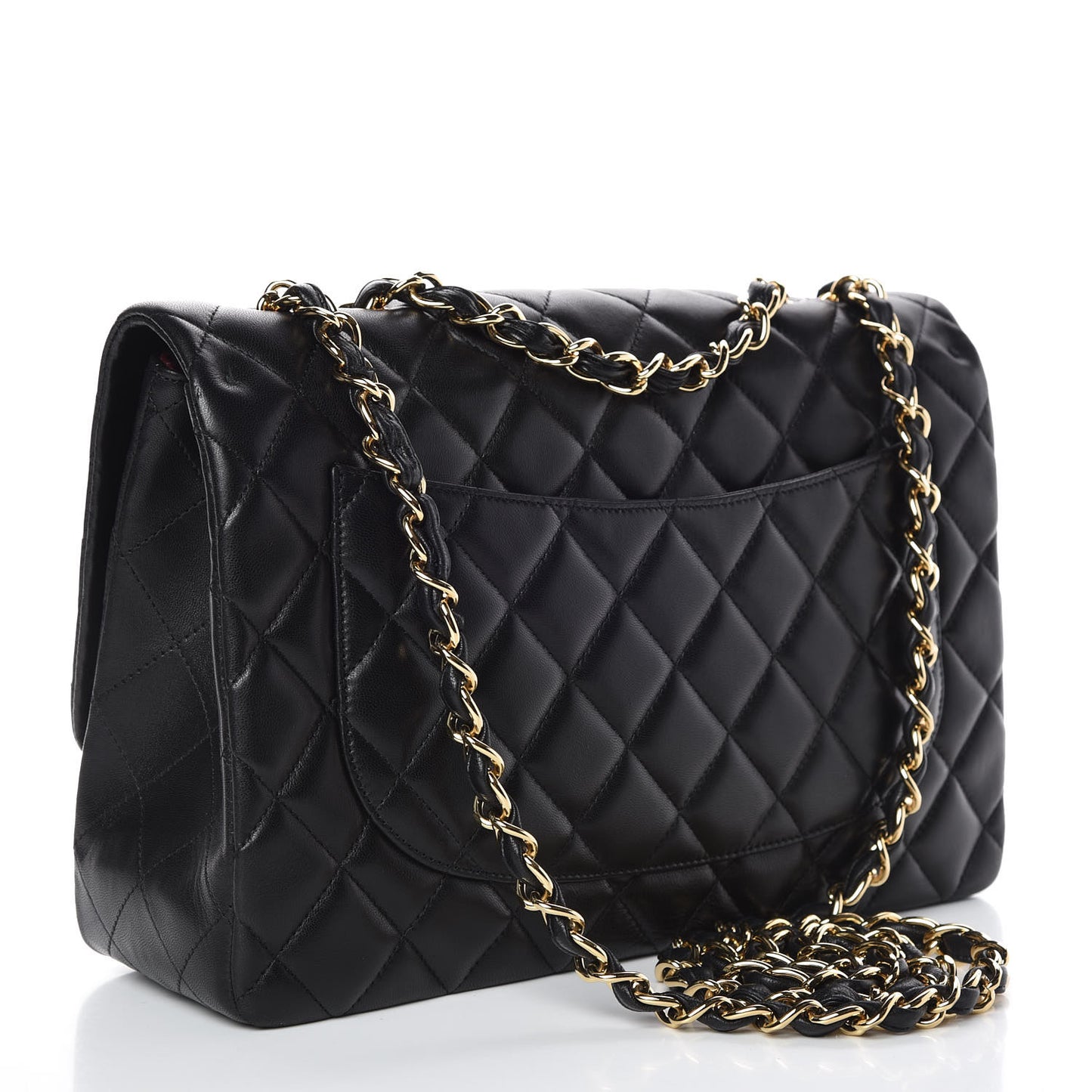 Lambskin Quilted Jumbo Single Flap Black