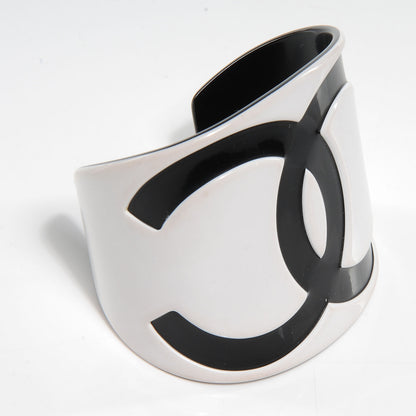 Chanel Resin CC Cuff Black White 5 of 6