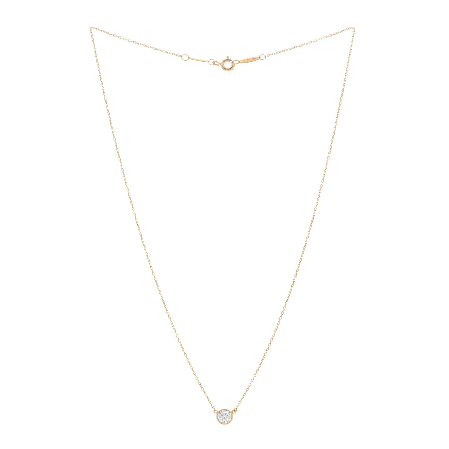 Tiffany 18K Yellow Gold Diamond .43ct Elsa Peretti Diamonds by the Yard Pendant Necklace 2 of 3