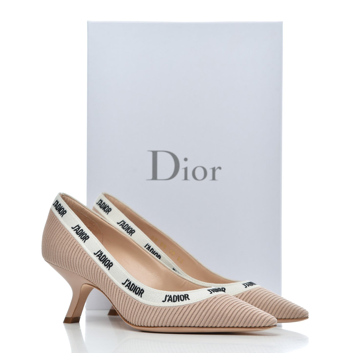 Technical Canvas Ribbon Embroidered J'Adior 65mm Pumps 35 Powder Nude