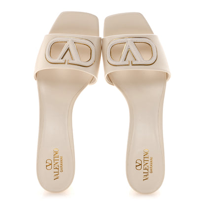 Valentino Garavani Calfskin Vlogo Cut Out 60mm Slide Sandals 41 Light Ivory 2 of 9