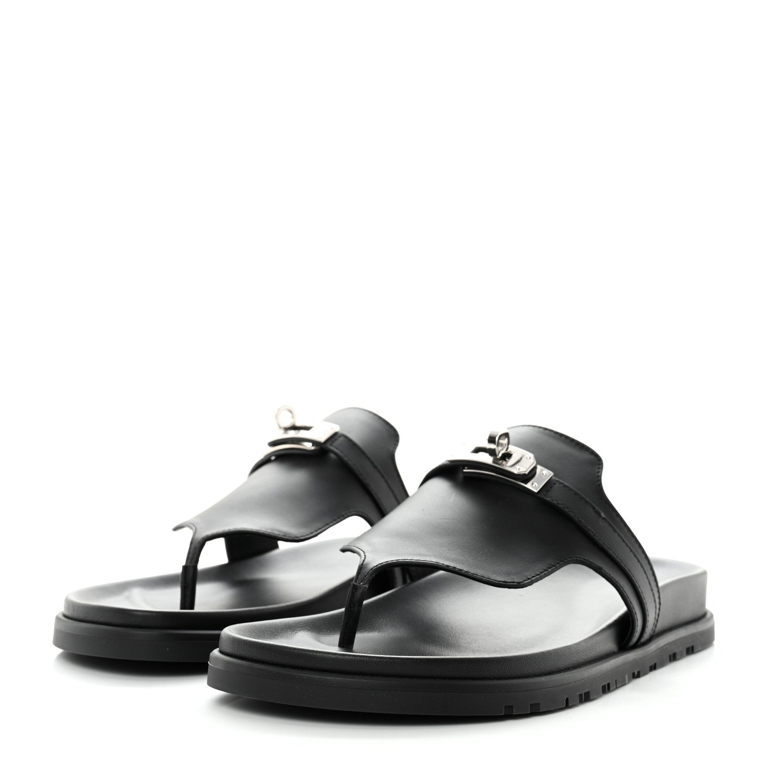Hermes Calfskin Womens Empire Sandals 39 Black 2 of 8