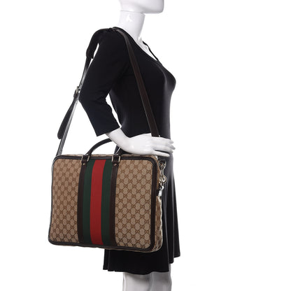 Gucci Monogram Web Briefcase Dark Brown 2 of 13