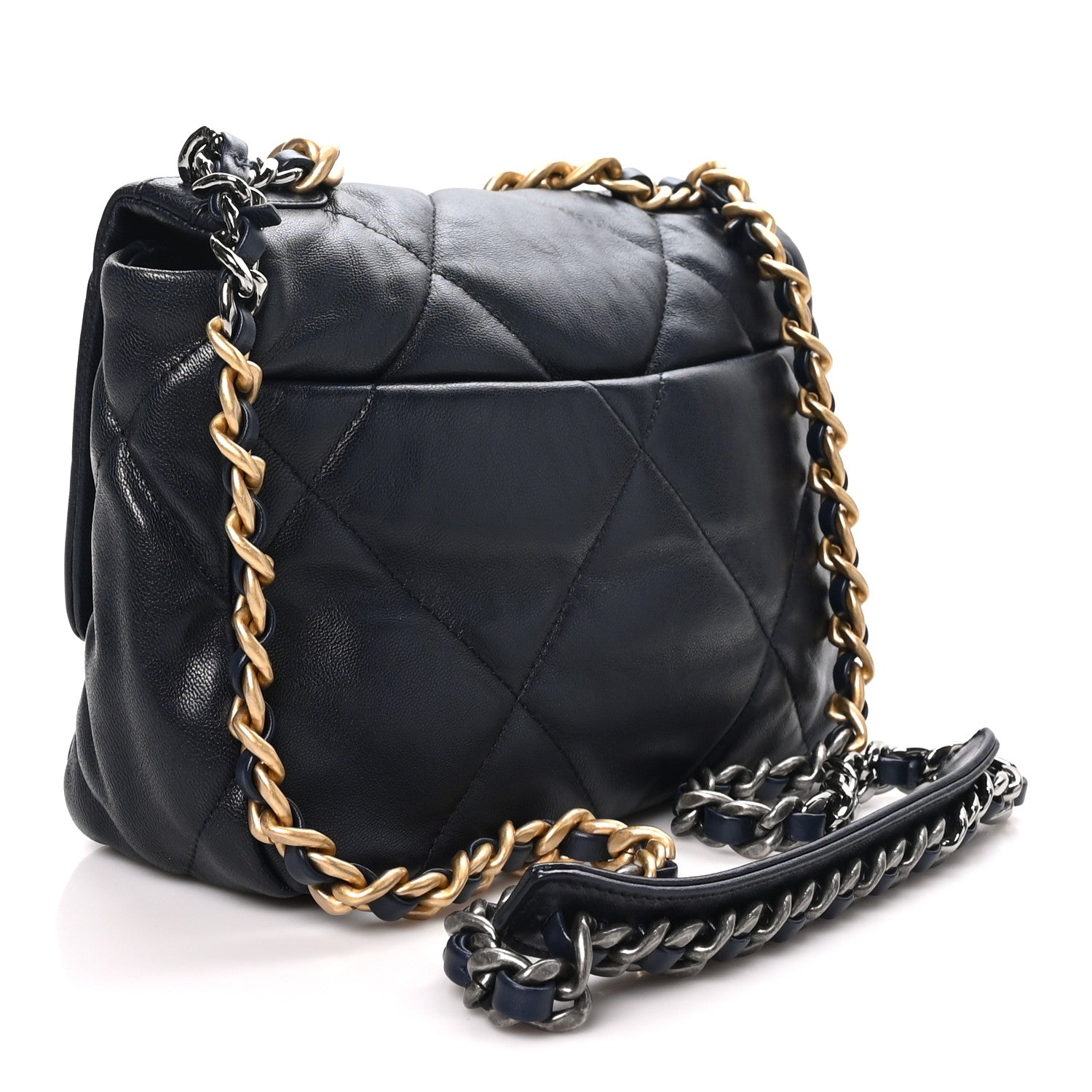 Chanel Goatskin Quilted Medium Chanel 19 Flap Navy Blue 2 of 9