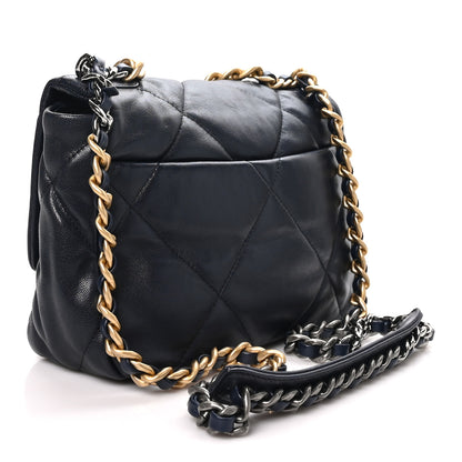 Chanel Goatskin Quilted Medium Chanel 19 Flap Navy Blue 2 of 9