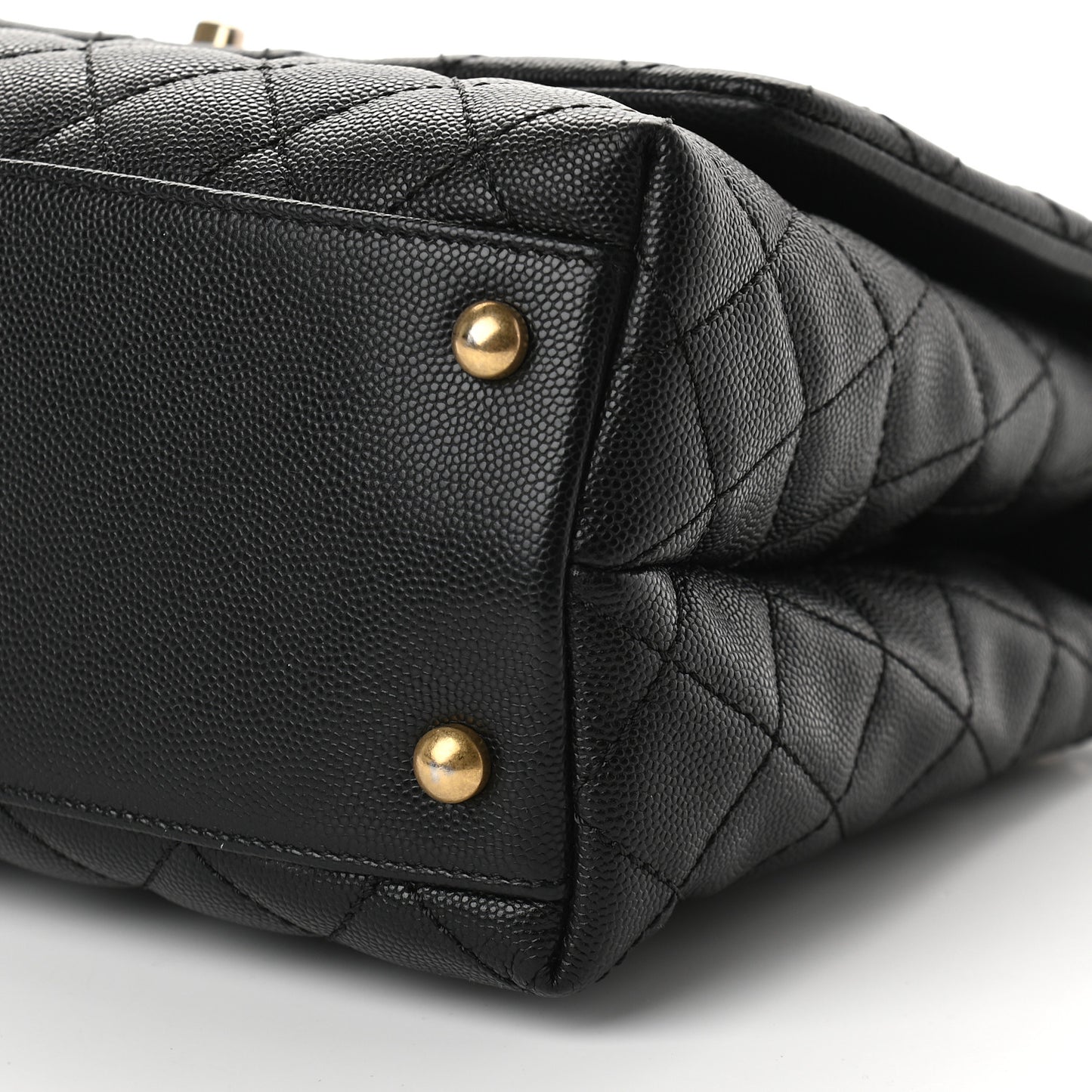 Caviar Lizard Quilted Small Coco Handle Flap Black