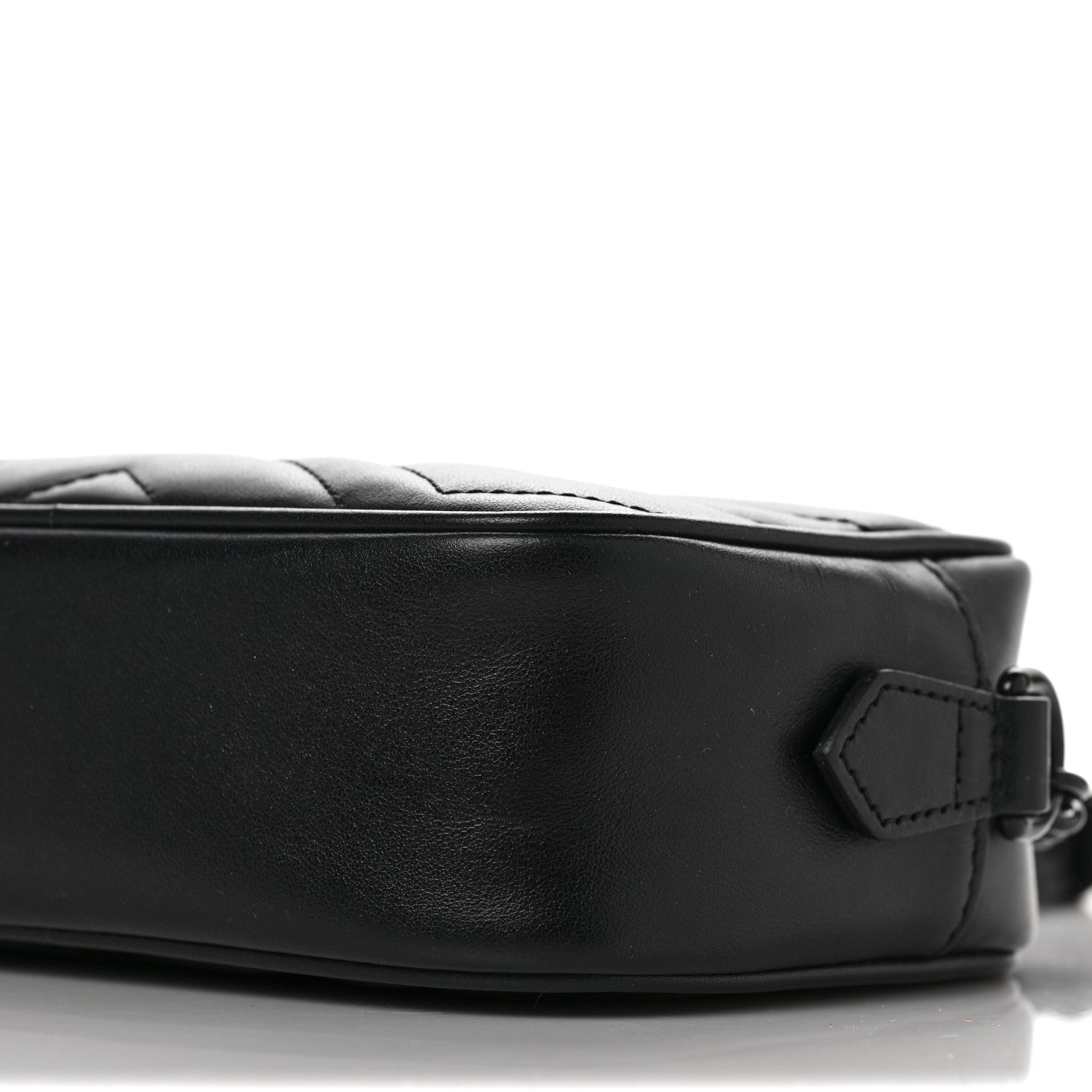 Gucci Calfskin Matelasse Monochrome Mini GG Marmont Chain Shoulder Bag Black 8 of 9