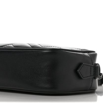 Gucci Calfskin Matelasse Monochrome Mini GG Marmont Chain Shoulder Bag Black 8 of 9
