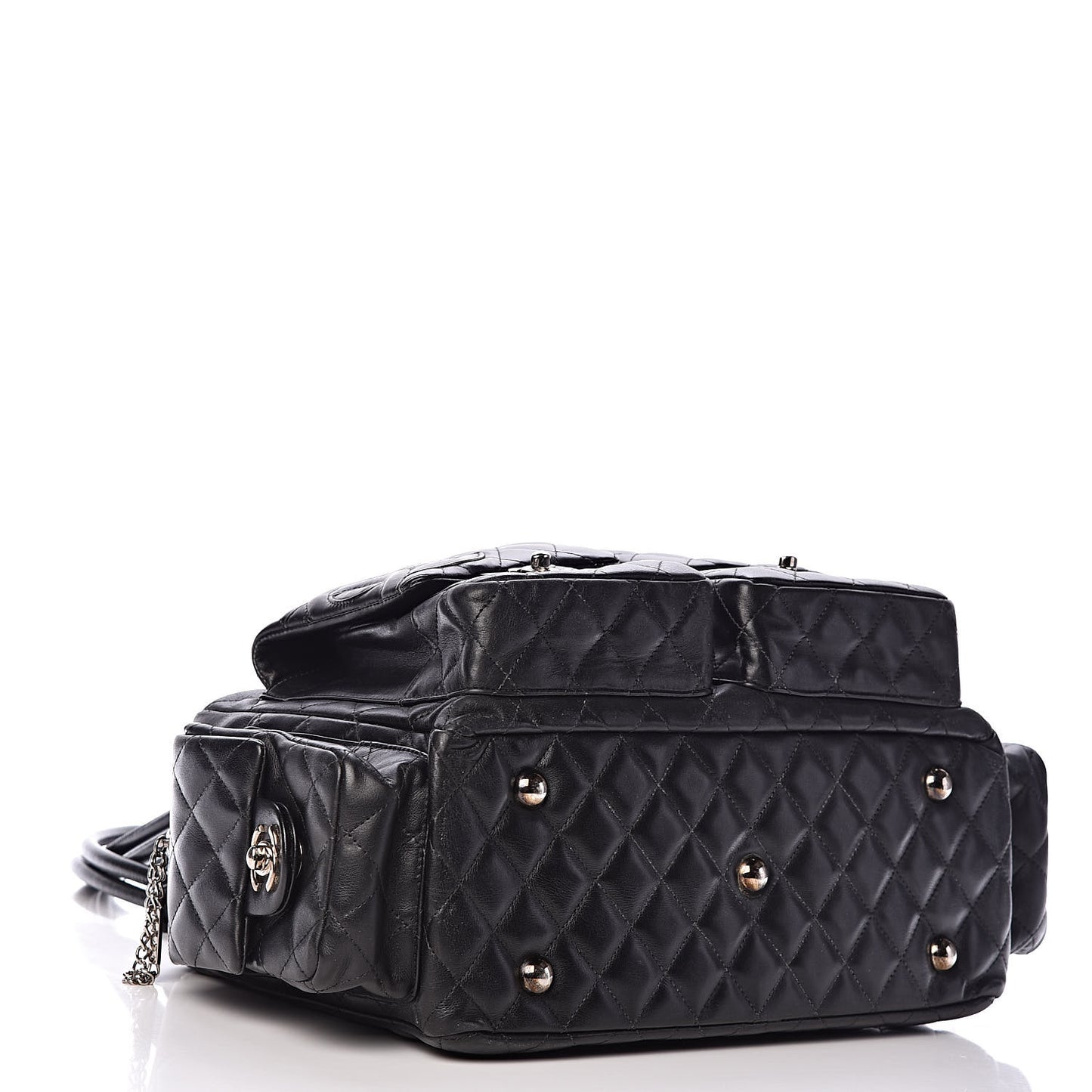 Calfskin Quilted Large Cambon Multipocket Reporter Black