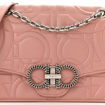 Salvatore Ferragamo Calfskin Quilted Gancini Flap Bag Antique Rose 7 of 10