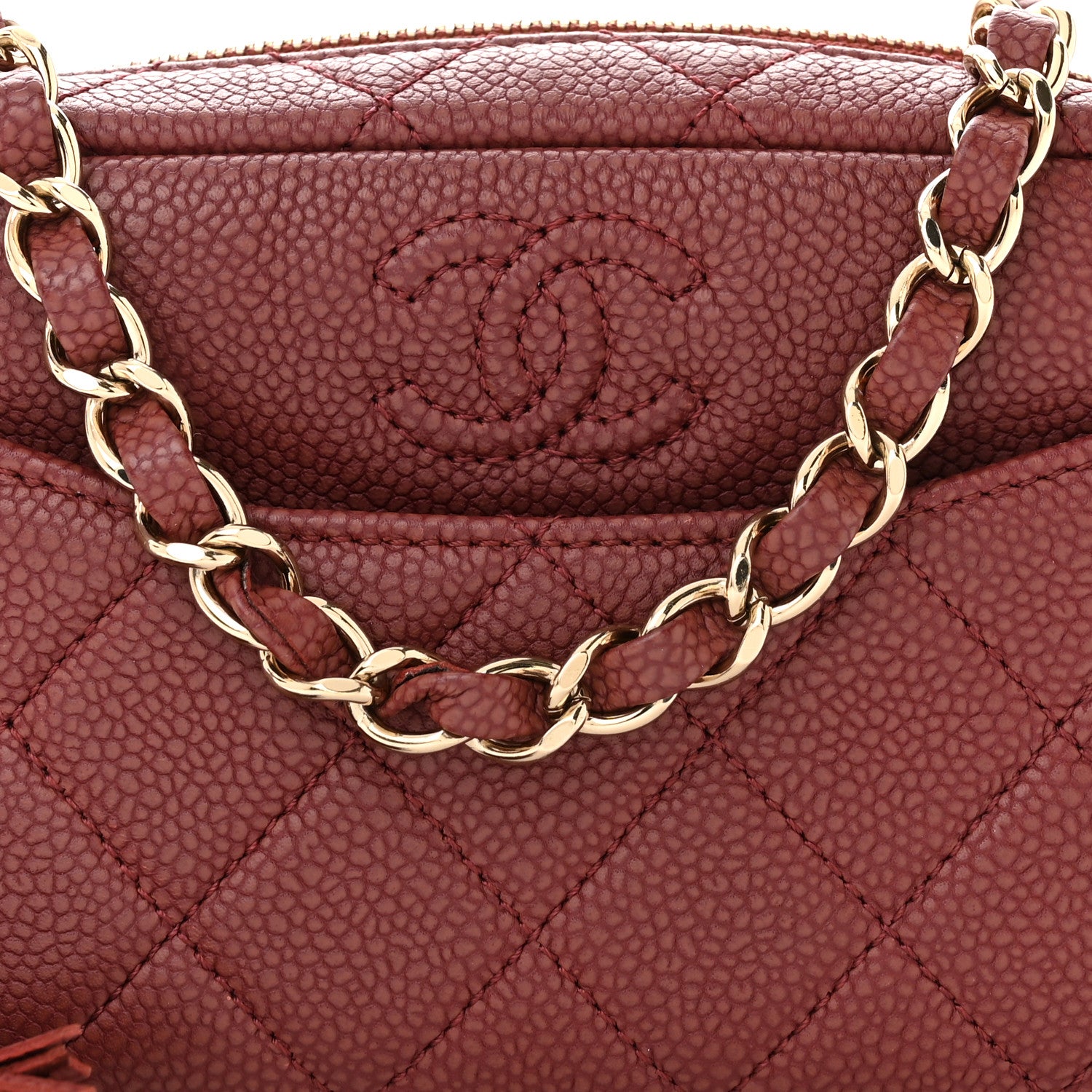 Chanel Caviar Quilted Mini Coco Tassel Camera Case Burgundy 7 of 10