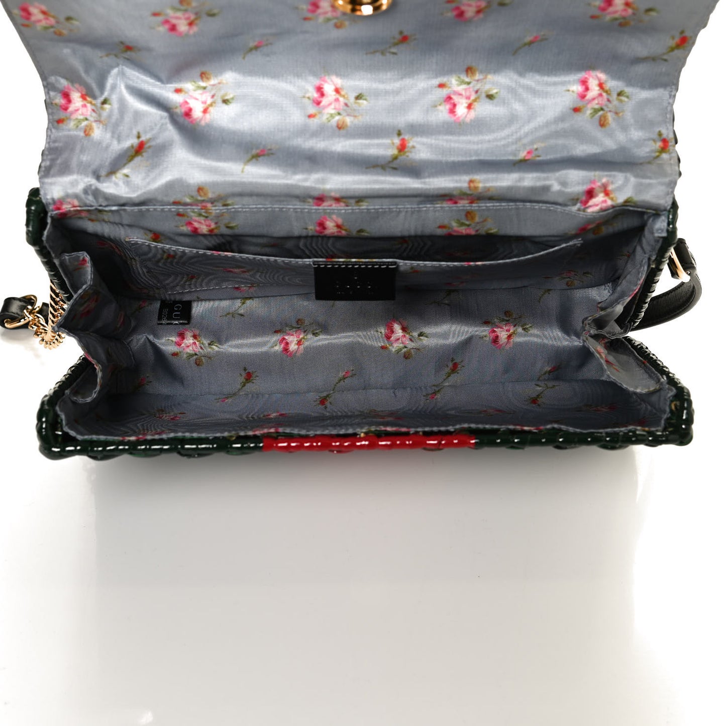 Glazed Wicker Stripe Small Cestino Shoulder Bag Green
