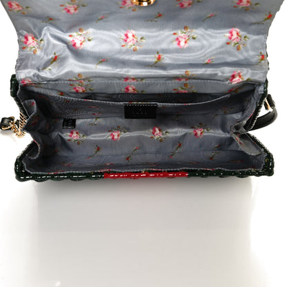 Gucci Glazed Wicker Stripe Small Cestino Shoulder Bag Green 5 of 11