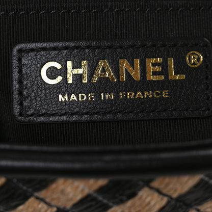 Chanel Raffia Jute Striped Small Urban Jungle Single Flap Black Beige 6 of 10