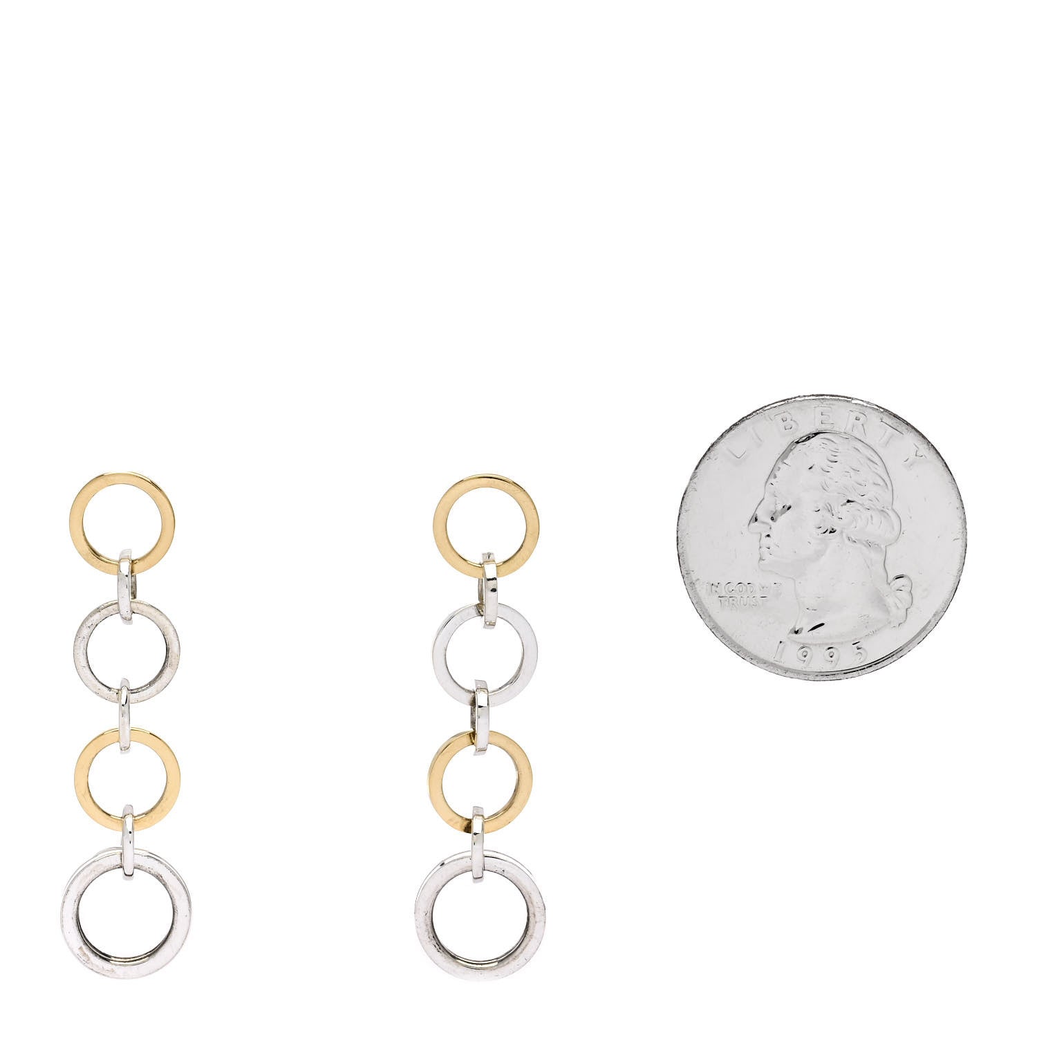 Tiffany Sterling Silver 18K Yellow Gold Multi Circle Dangle Earrings 2 of 4