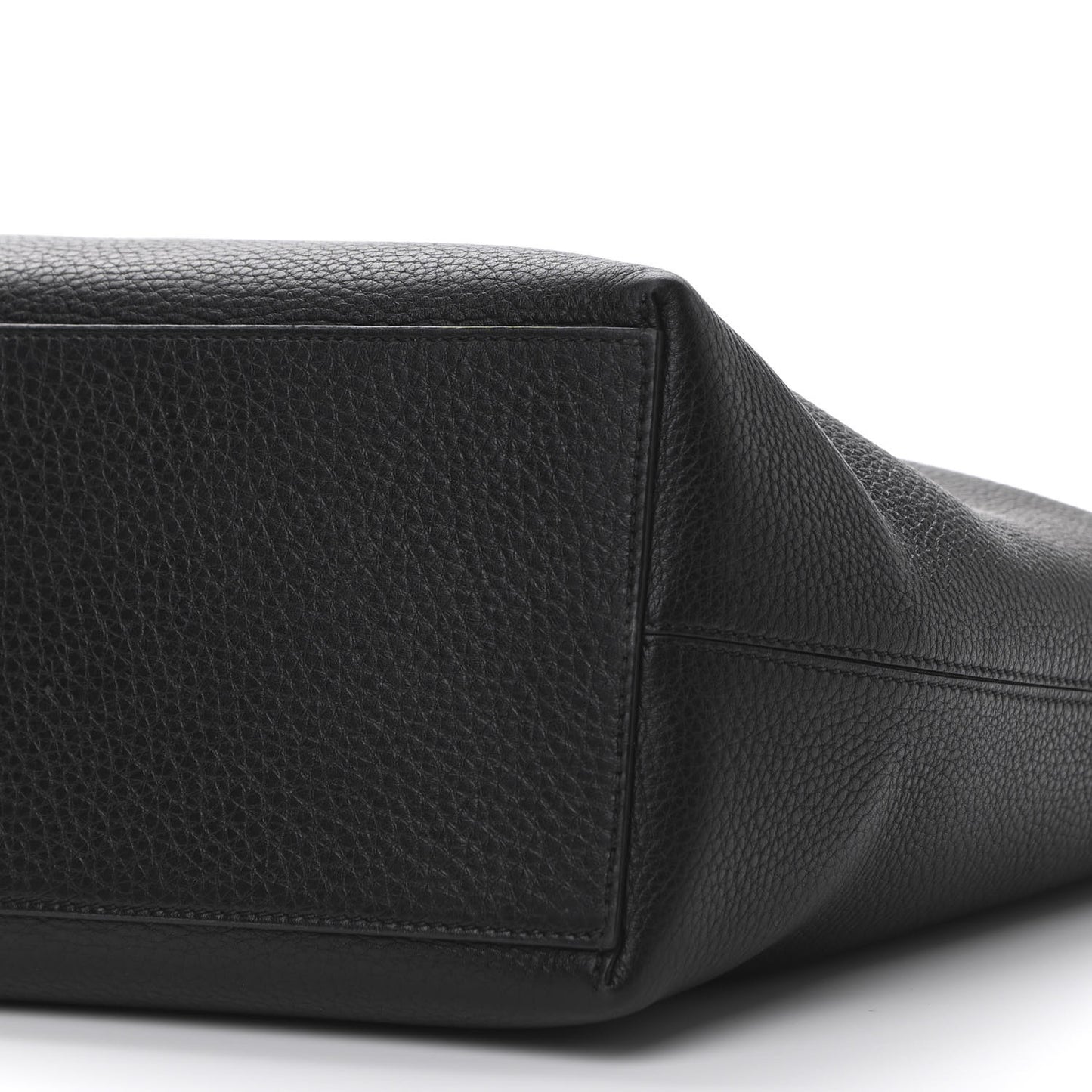 Grained Calfskin Rockstud Shoulder Tote Black