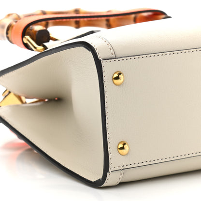 Gucci Wonka Grain Calfskin Mini Diana Tote Bag Mystic White Orange Fluo 10 of 11